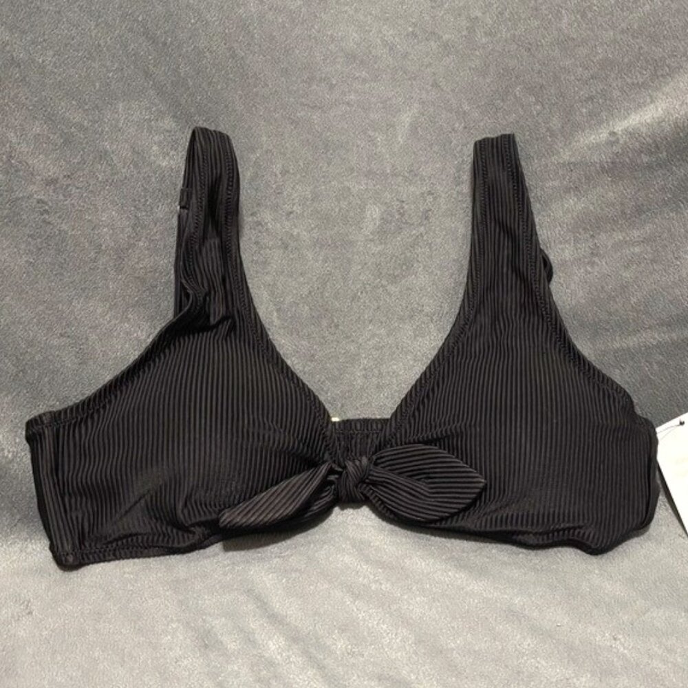 Black Lively Swim Ribbed Plunge Bralette - Large NWT